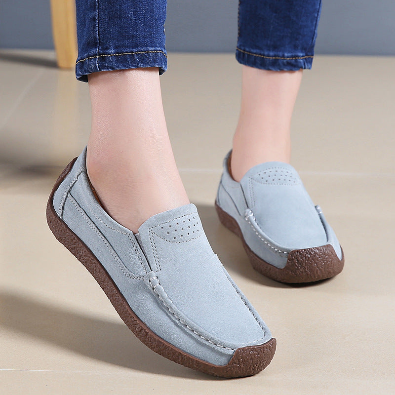 Fashion Round Toe Loafers Casual Versatile Solid Color Flats Slip-on Cozy Shoes