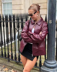 Cool And Wild Lapel Leather Biker's Leather Jacket