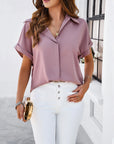 Summer Temperament Leisure Solid Color Stand Collar Shirt