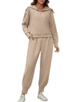 Long Sleeve Sweatshirt & High Waist Workout Pants Two-piece Set