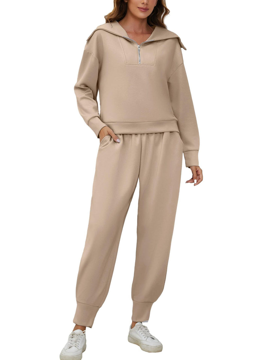 Long Sleeve Sweatshirt & High Waist Workout Pants Two-piece Set