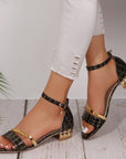 Chunky Heel Ankle-strap Snake Pattern High Heel Sandals