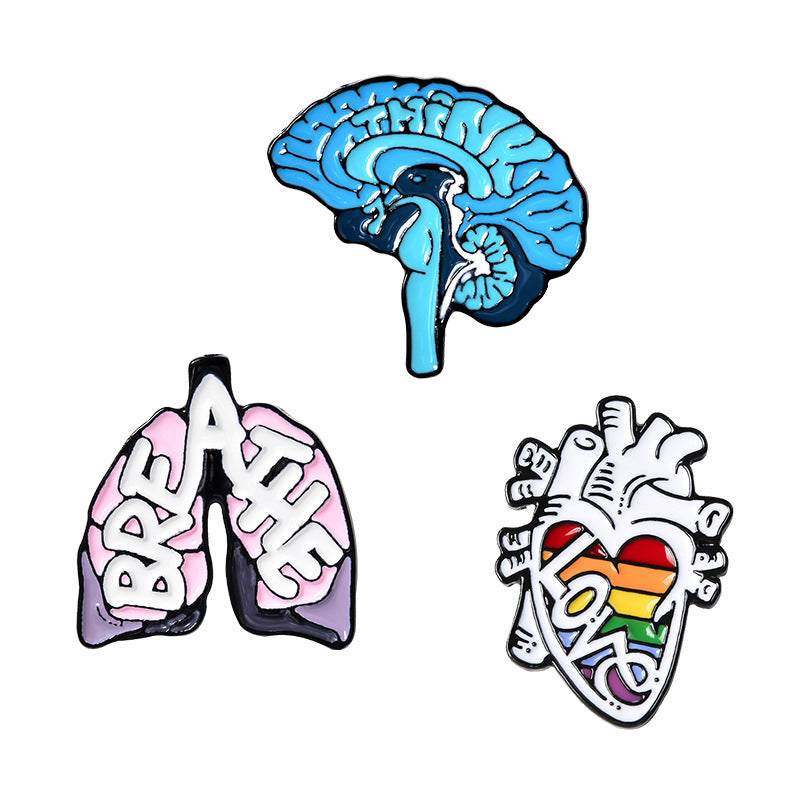 Cartoon Creative Human Organ Brooch Heart Brain Lung Styling Accessories