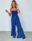 Women's Solid Color High Waist Strap Fitted Waist Jumpsuit