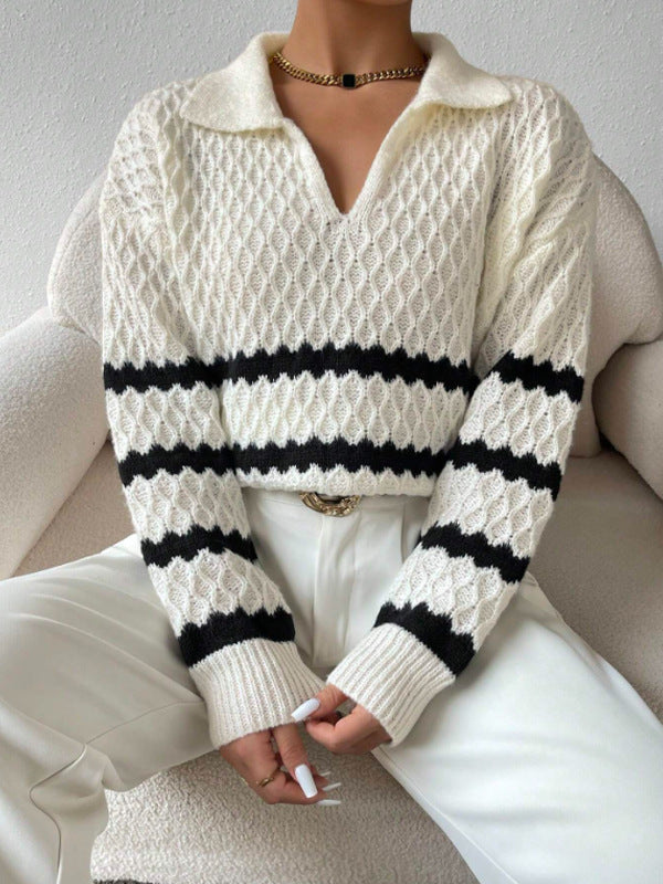 Fashion Polo Collar Pullover Sweater