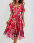 Women's Chiffon Printed Elegant Young V-neck Dress