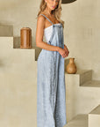 Retro Washed Raw Hem Wide Legs Jumpsuit For Women