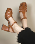 Closed Toe Hollow-out Roman Style High Heels Sandals