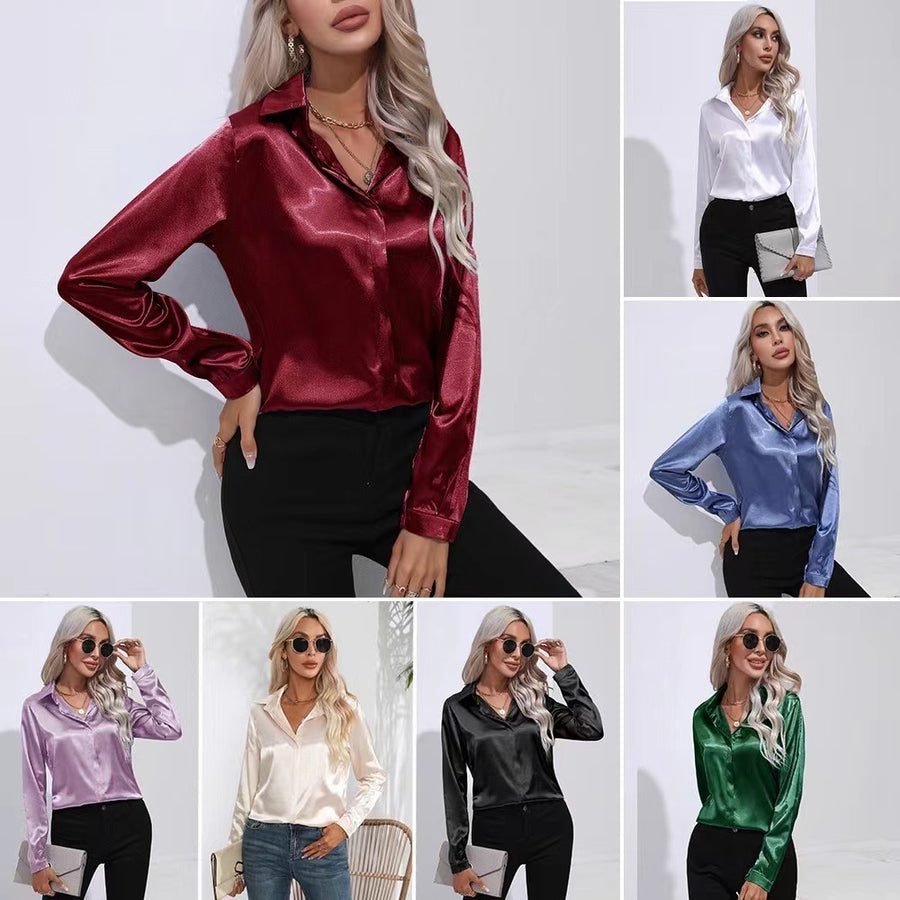 Solid Color Satin Shirt