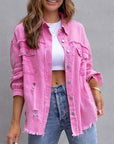 Fashion Ripped Shirt Jacket