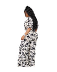 Deep V Printed Jumpsuit For Women