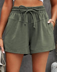 Women's Lace Up Casual Pocket Solid Color Shorts