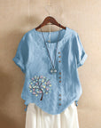 Women's Retro Plus Size Casual Loose Cotton-linen Shirt