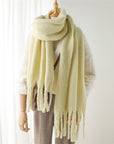 Solid Color Warm Tassel Scarf