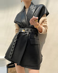 Women's Fashion Retro Elegance Sleeveless Coat PU Leather Vest