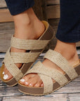 Woven Cross-strap Slippers Summer Platform Sandals Women Flat Beach Shoes