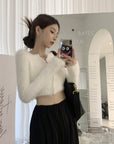 Undercoat Sweater Cardigan Short Women Look Thin