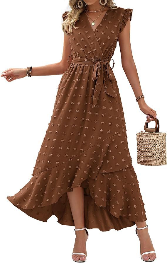 Dress Ruffle Sleeve S Wave Bohemia Elegant Maxi Dress