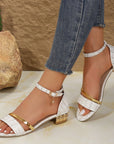 Chunky Heel Ankle-strap Snake Pattern High Heel Sandals