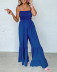 Women's Solid Color High Waist Strap Fitted Waist Jumpsuit