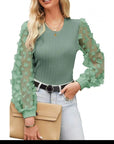 Mesh Round Neck Chiffon Shirt