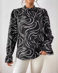 Women's Water Ripple Printed Long-sleeved Top