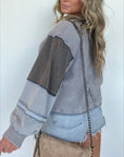 Short Denim Color Matching Casual Sweater For Women