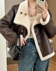 Eco-leather Inner Wool Grain Leather Grass Coat