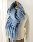 Solid Color Warm Tassel Scarf