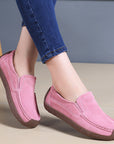 Fashion Round Toe Loafers Casual Versatile Solid Color Flats Slip-on Cozy Shoes