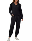 Long Sleeve Sweatshirt & High Waist Workout Pants Two-piece Set