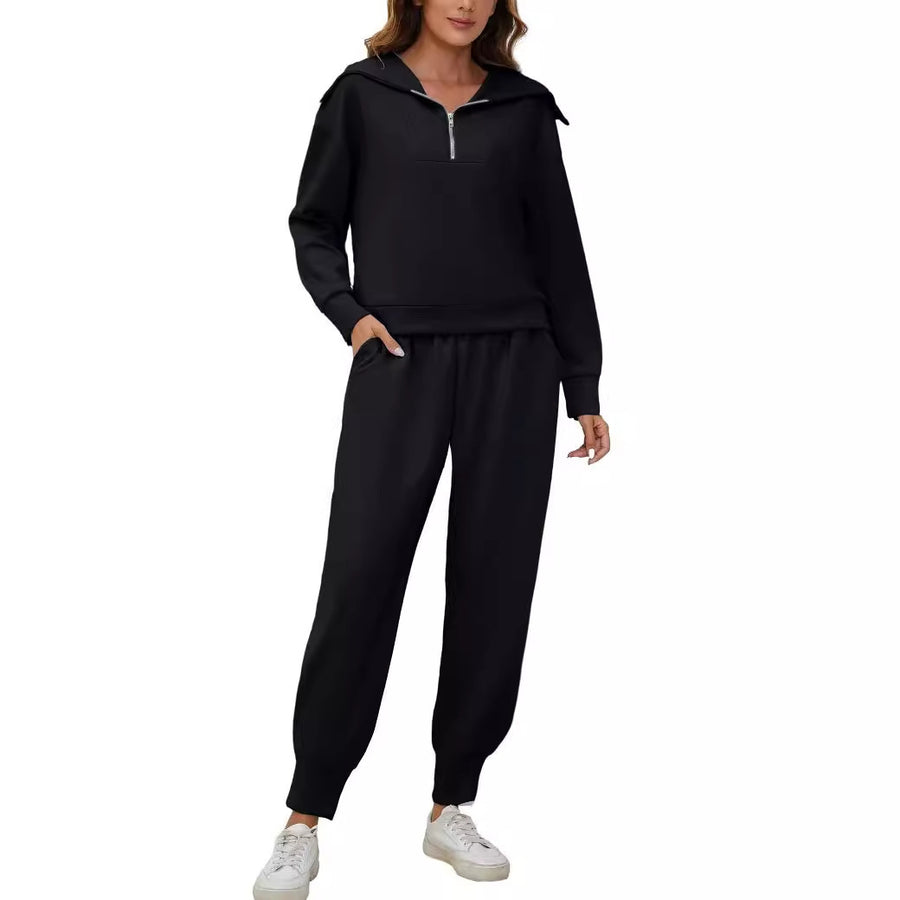 Long Sleeve Sweatshirt & High Waist Workout Pants Two-piece Set