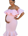 Women Elastic Pregnant Women Ruffles Dress