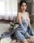 Women Ice Silk Sexy Pajamas Lace Suit