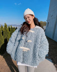 Women's Loose Loop Wool Coat Fashion Polyester Imitation Wool