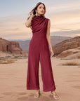 Casual Sleeveless Solid Color Wide Leg Jumpsuit