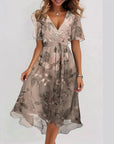 Women's Chiffon Printed Elegant Young V-neck Dress