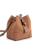 Handmade Retro Cowhide Bucket Bag Litchi Pattern Drawstring Commuter