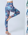 Fashion Leaves Printed Yoga Pants