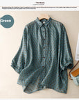 National Style Literary Style Lightweight And Slightly Transparent Polka-dot Loose-fitting Linen Shirt