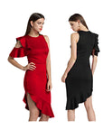 Autumn And Winter New Off-the-shoulder Ruffled Evening Dress