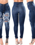 Women's Ripped Denim Washed Denim Pants