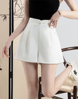 Buckle High Waisted Casual Wide Leg Shorts