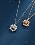 Rotatable 925 Silver Snowflake Necklace