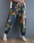 Women's Retro Loose Plus Size Print Jeans