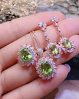 S925 Silver Gilded Peridot Set Jewelry