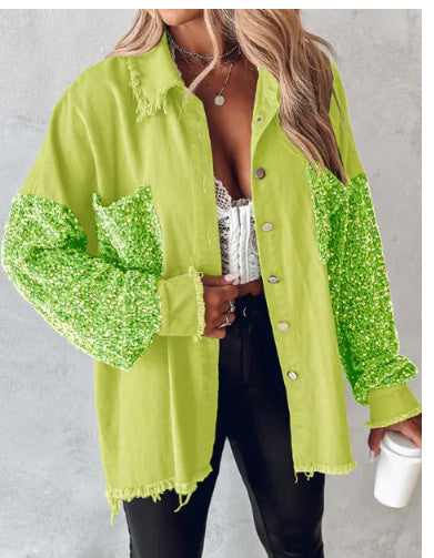 Off-shoulder Serpentine Shirt Jacket