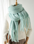 Solid Color Warm Tassel Scarf