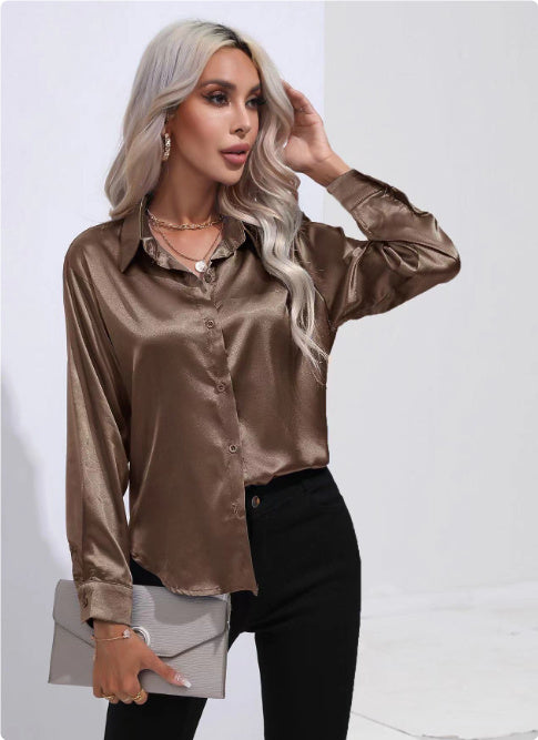 Solid Color Satin Shirt