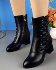 Decorative Button Zipper Non-slip Wear-resistant Fashion Boots Women's Shoes